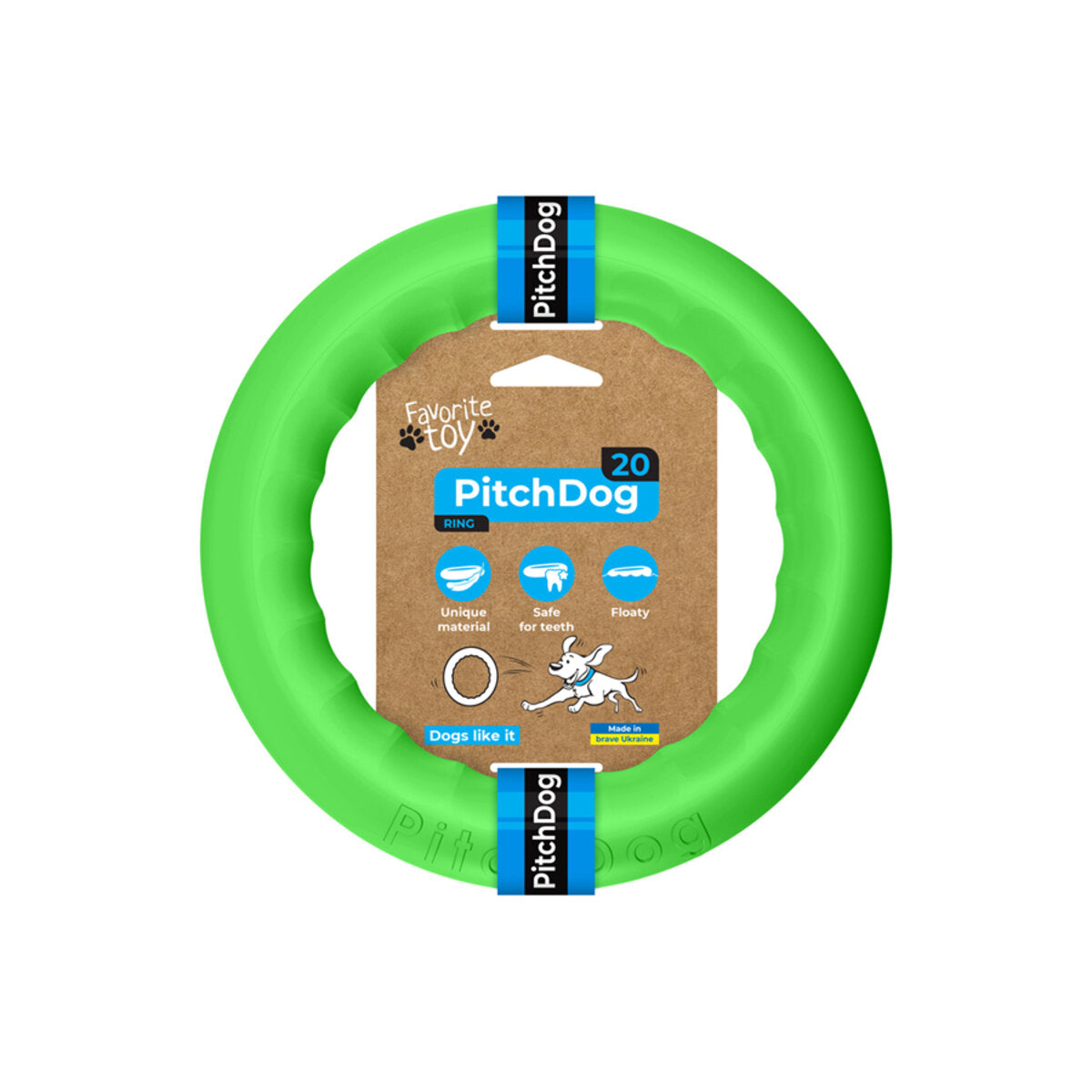 PitchDog20 žiedas šunims (skersmuo 20 cm), šviesiai žalias