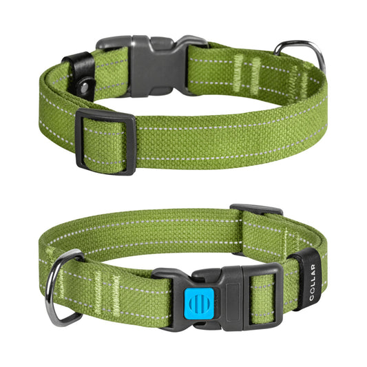 CoLLaR medvilninis šuns antkaklis, plotis 25 mm, ilgis 33–49 cm, žalias