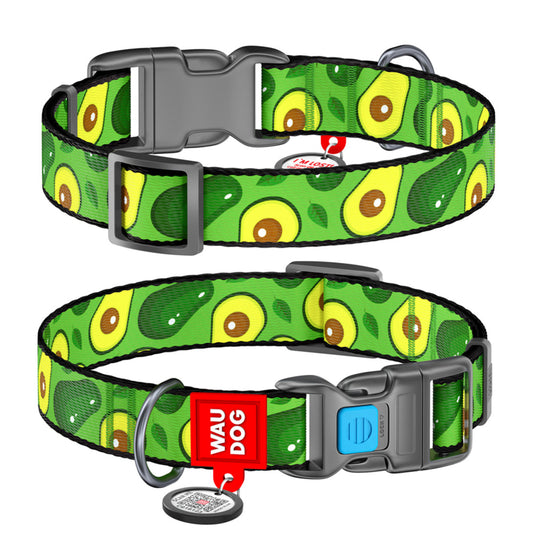 WAUDOG šuns antkaklis su QR pasu „Avokado“, plotis 25 mm, ilgis 37–58 cm